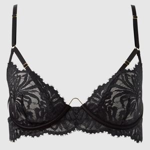 LA SENZA Black Strappy Unlined Lace Bra - Size XS, 32A